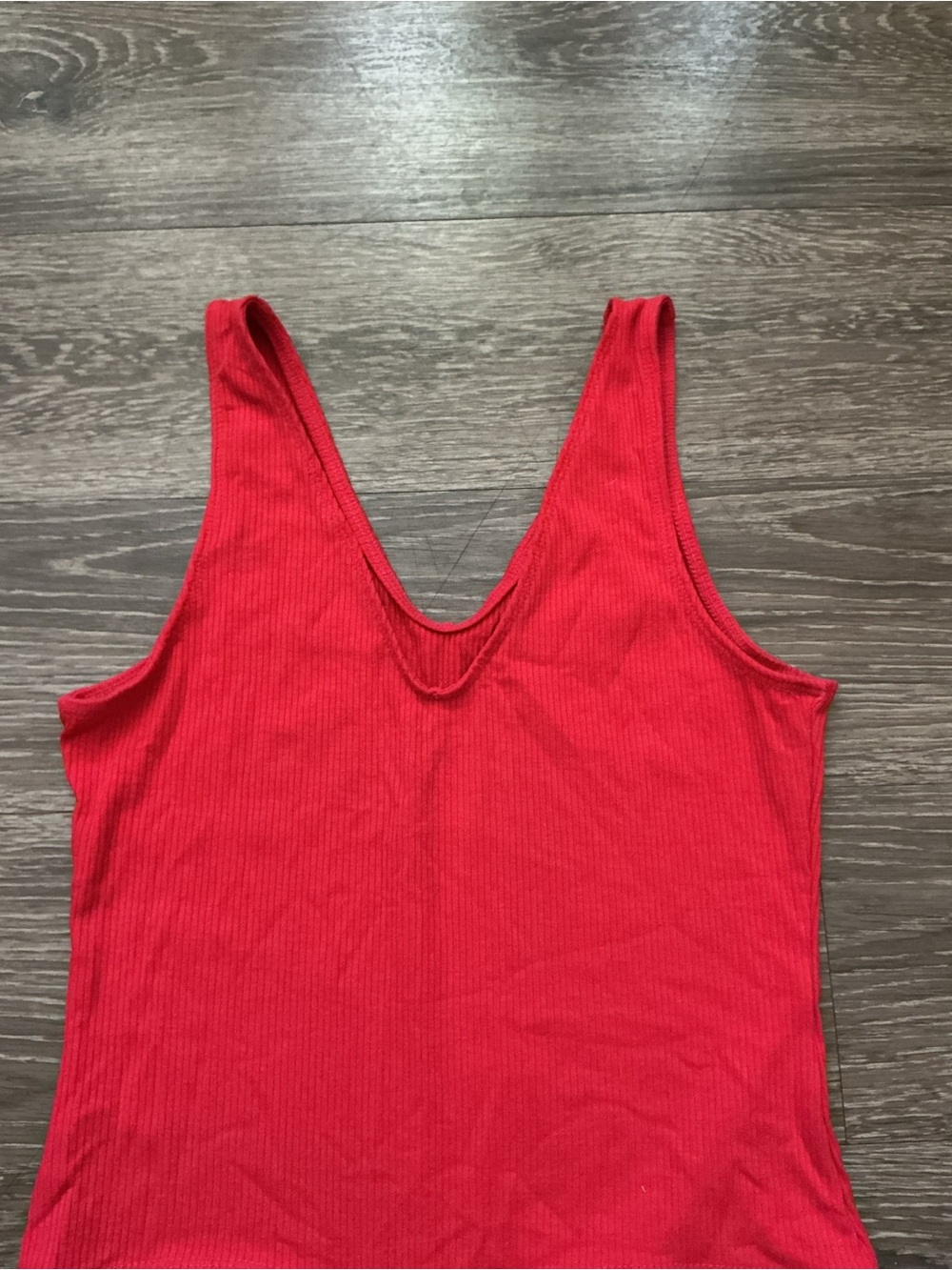 Red Ribbed Tank Bodysuit - Picture 5 of 8